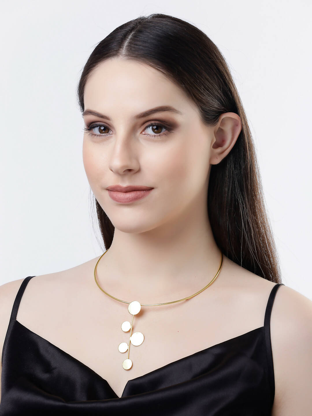 NVR Women Gold-Polished Circular Choker Necklace | Swadesiicart