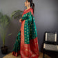 Joban Fashion Banarasi Rama Green Woven Butti Soft Silk Saree | Swadesiicart