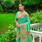 Vishnu Weaves Women's Green Banarasi Silk Kashmiri Woven Saree with Blouse - Swadesiicart