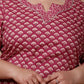 Miravan Women's Plus Size Pink Floral Printed Cotton Kurti - Swadesiicart
