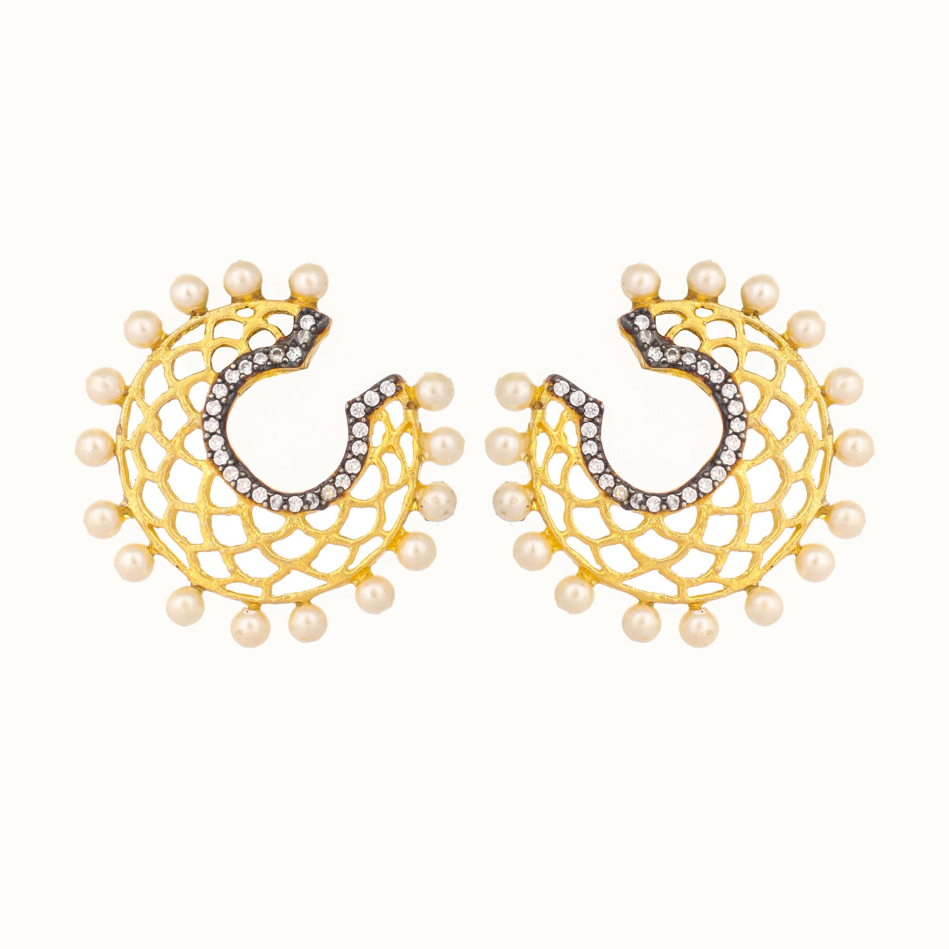 Nuyug 22K Gold Plated Celestial Filigree Earrings | Swadesiicart