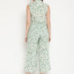 Ahalyaa Womens Mint Rayon Printed Jumpsuit | Swadesiicart