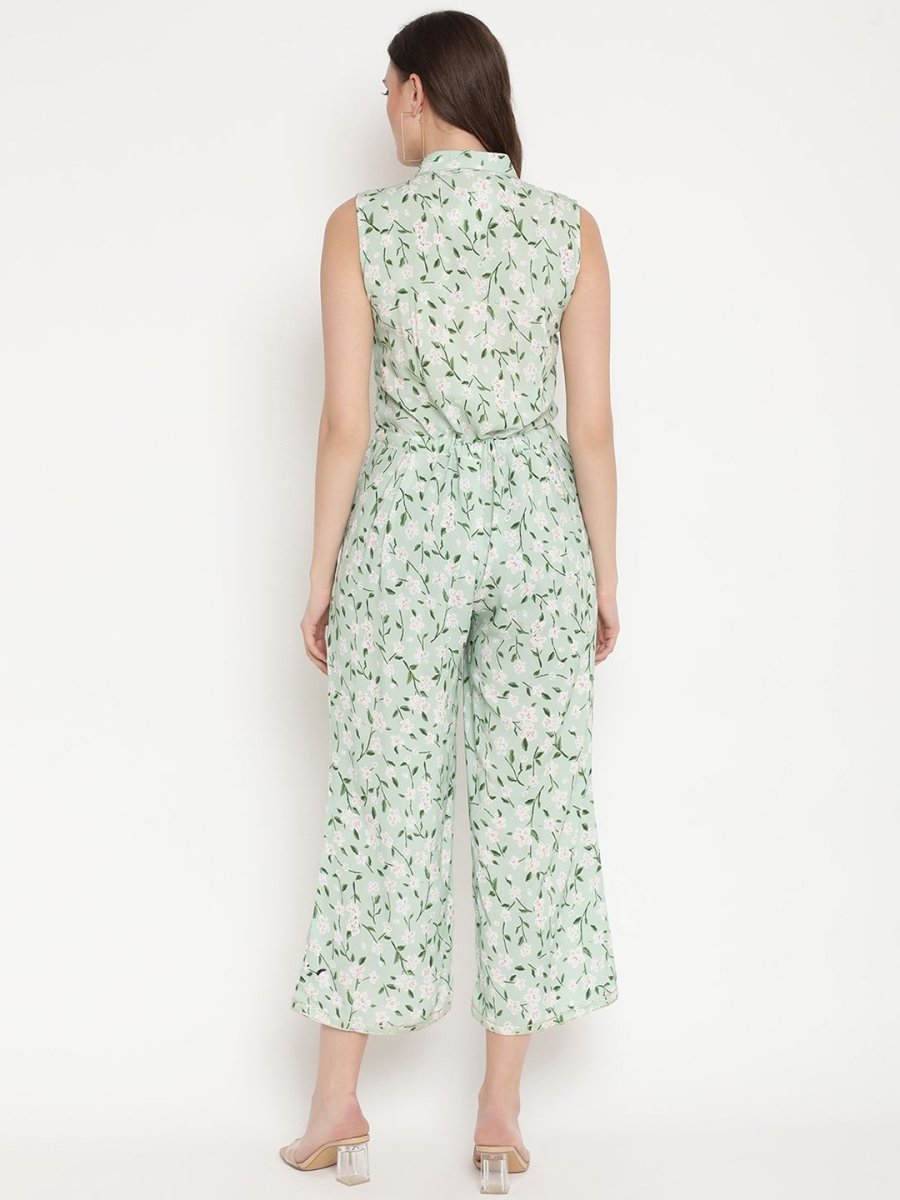 Ahalyaa Womens Mint Rayon Printed Jumpsuit | Swadesiicart