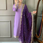 Partywear Designer Viscose Silk Blend Purple Stitched Suit With Dupatta - Tanisha | Swadesiicart