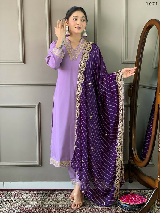 Partywear Designer Viscose Silk Blend Purple Stitched Suit With Dupatta - Tanisha | Swadesiicart