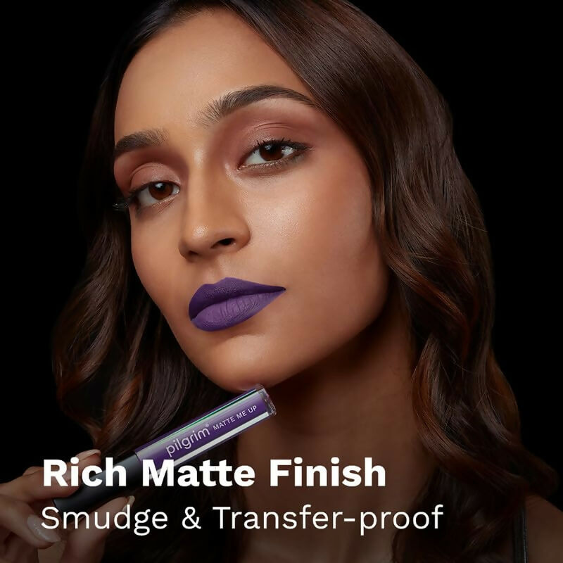 Pilgrim Liquid Matte Lipstick with Hyaluronic Acid - Purple Lust - Swadesiicart