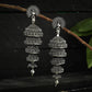 Mominos Fashion Johar Kamal Peacock Design Silver Colour Earrings - Swadesiicart