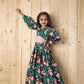 Aayaa Designer Printed Chinon Crochet Sequance Kids Lehenga Choli - Green