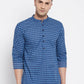 Even Apparels Blue Men's Pure Cotton Kurta With Band Collar | Swadesiicart