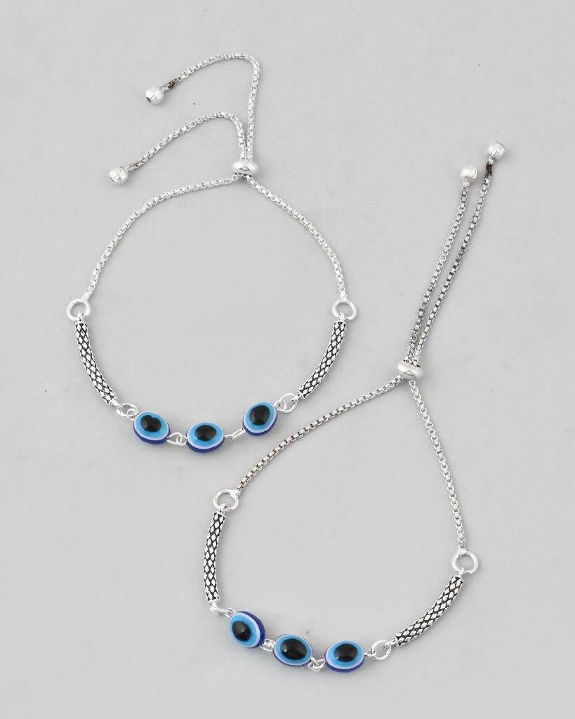 VOJ Set of 2 Traditional Evil Eye Designer Anklet - Swadesiicart