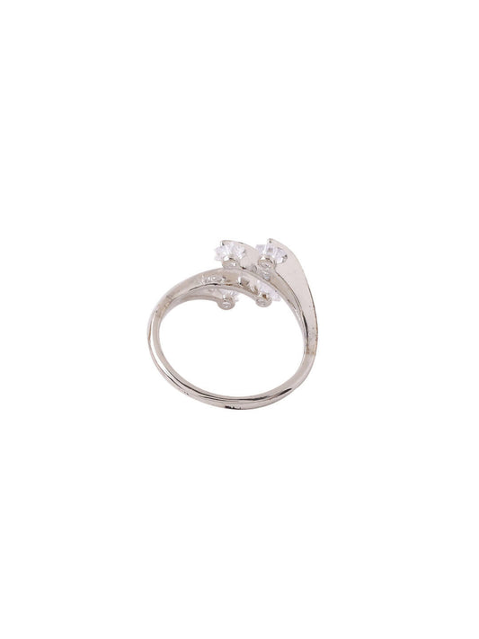 NVR Women's Stylish Latest Silver Plated Ring With Ad Stones | Swadesiicart