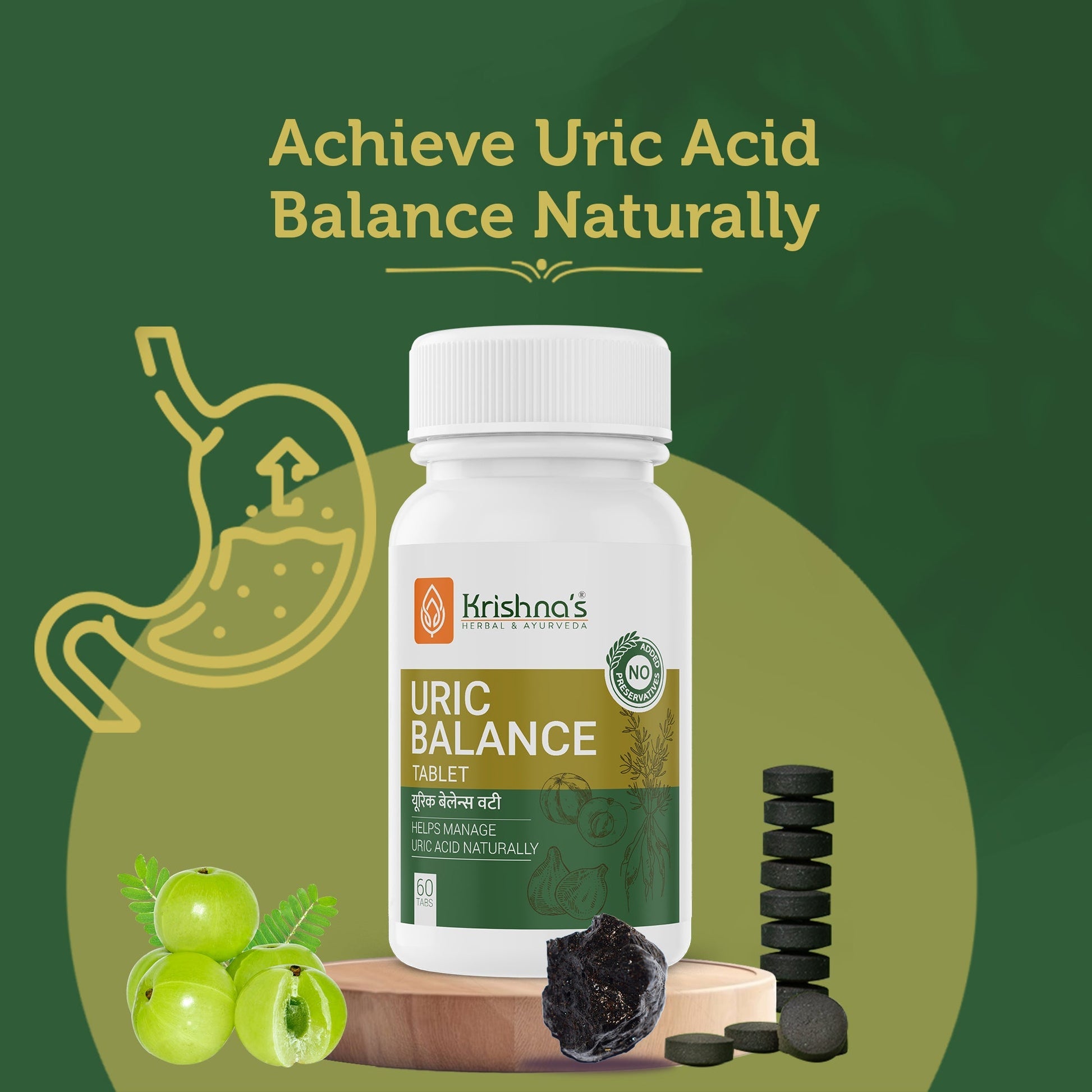 Krishna'S Herbal & Ayurveda Uric Balance Tablets | Swadesiicart