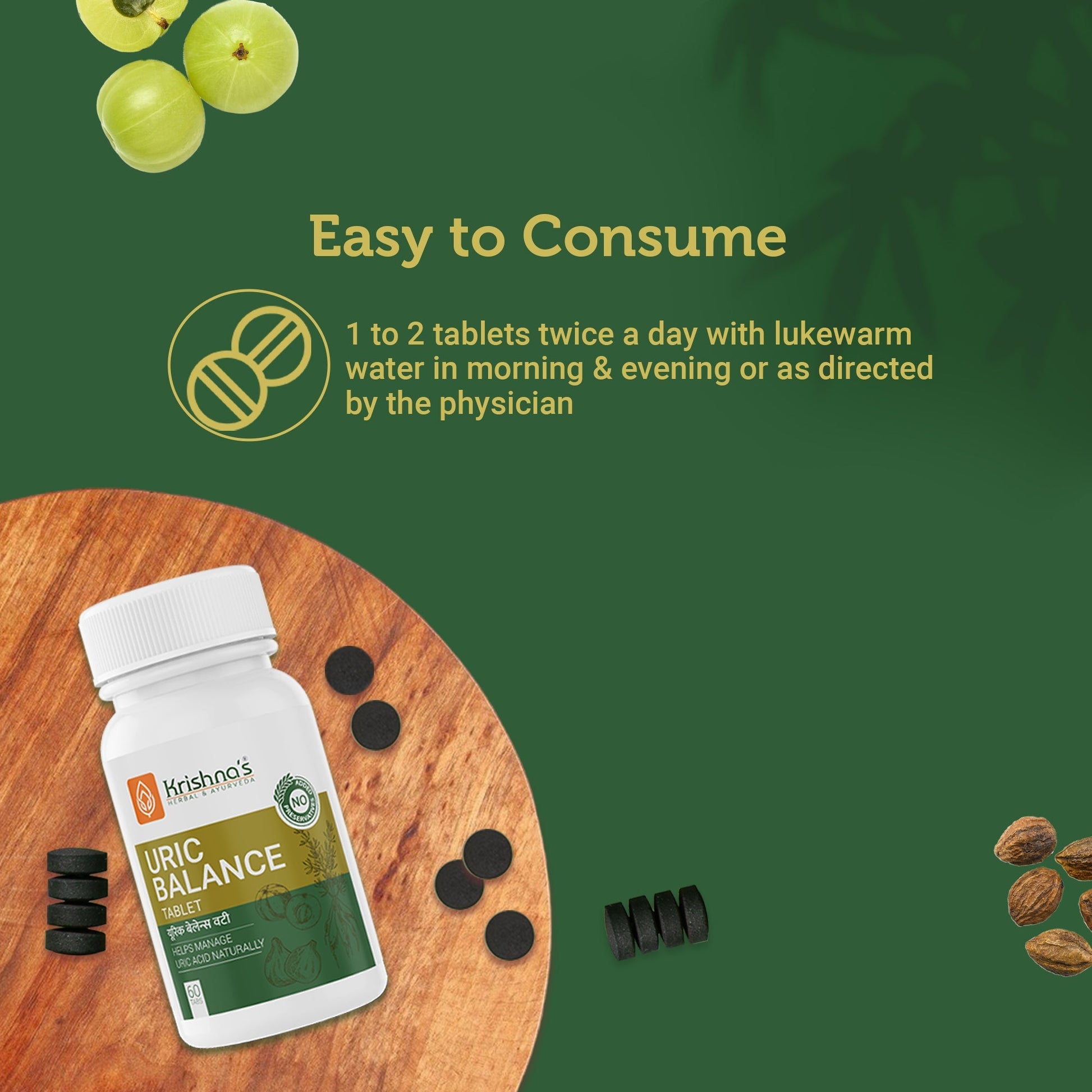 Krishna'S Herbal & Ayurveda Uric Balance Tablets | Swadesiicart