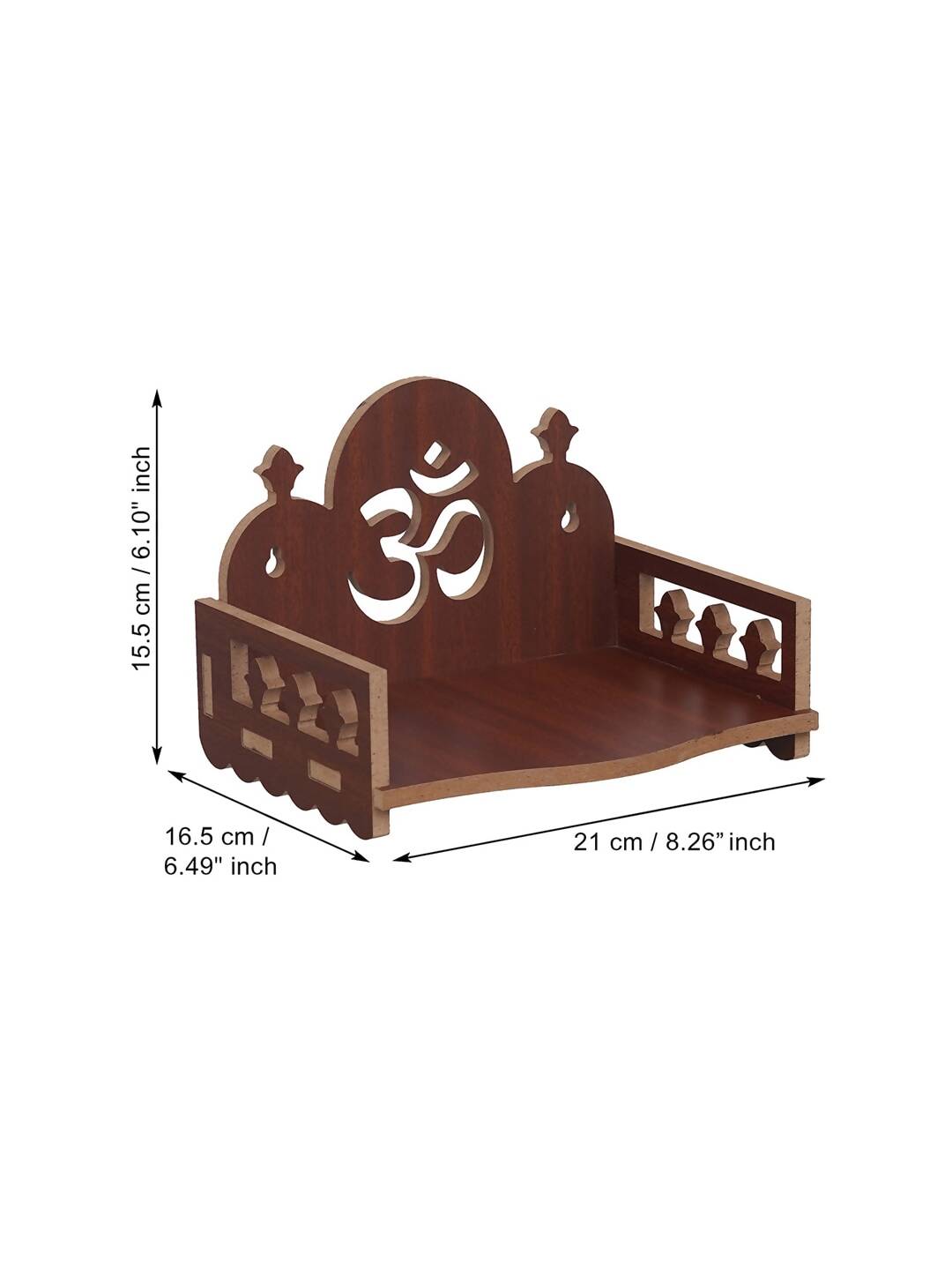 eCraftIndia Brown Om Symbol Decorative Wooden Pooja Temple | Swadesiicart