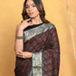 Very Much Indian Modal Silk Ajrakh Handblock Printed Natural Dyes With Designer Border Saree - Dark Maroon | Swadesiicart