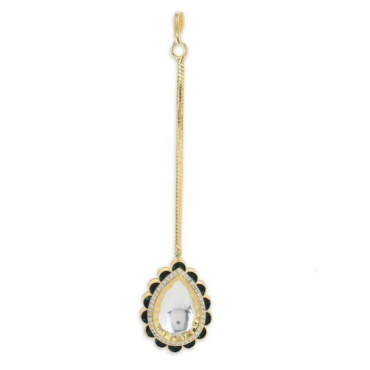 Teardrop Meenakari Kundan Maang Tikka- Ruby Raang | Swadesiicart