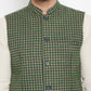 Even Apparels Green Wool Men Woven Nehru Jacket | Swadesiicart
