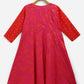 Ahalyaa Dark Pink Crepe Khari Print kids Dress Attached Jacket For Girls | Swadesiicart