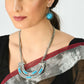 Mominos Fashion Johar Kamal Oxidised Silver-Plated Stone Work Long Necklace Handicraft Sky Blue | Swadesiicart