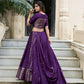 Lorenvalley Purple Pure Chanderi Plain With Zari Weaving Work Border Lehenga Choli | Swadesiicart