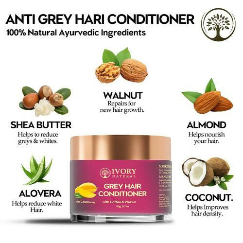 Ivory Natural Grey Hair Conditioner For Early Of Greying, Strengthens Hair | Swadesiicart