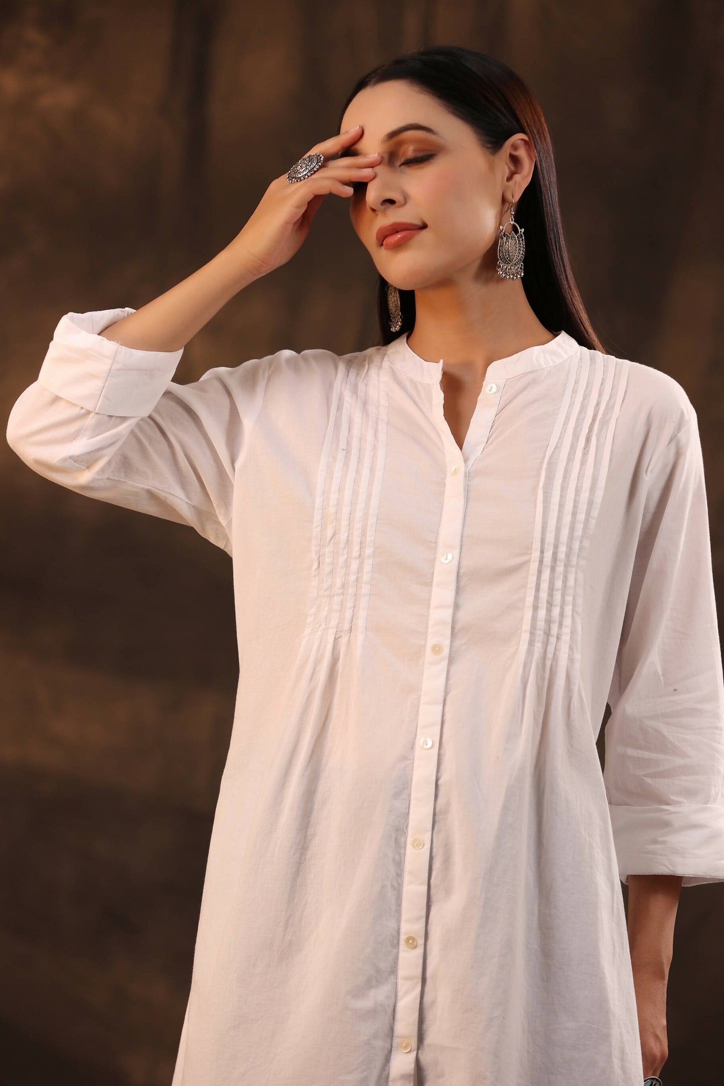 Juniper Women's White Cambric High-Low Tunic | Swadesiicart