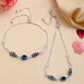 VOJ Set of 2 Silver Plated Flower And Evil Eye HandCrafted Anklet - Swadesiicart