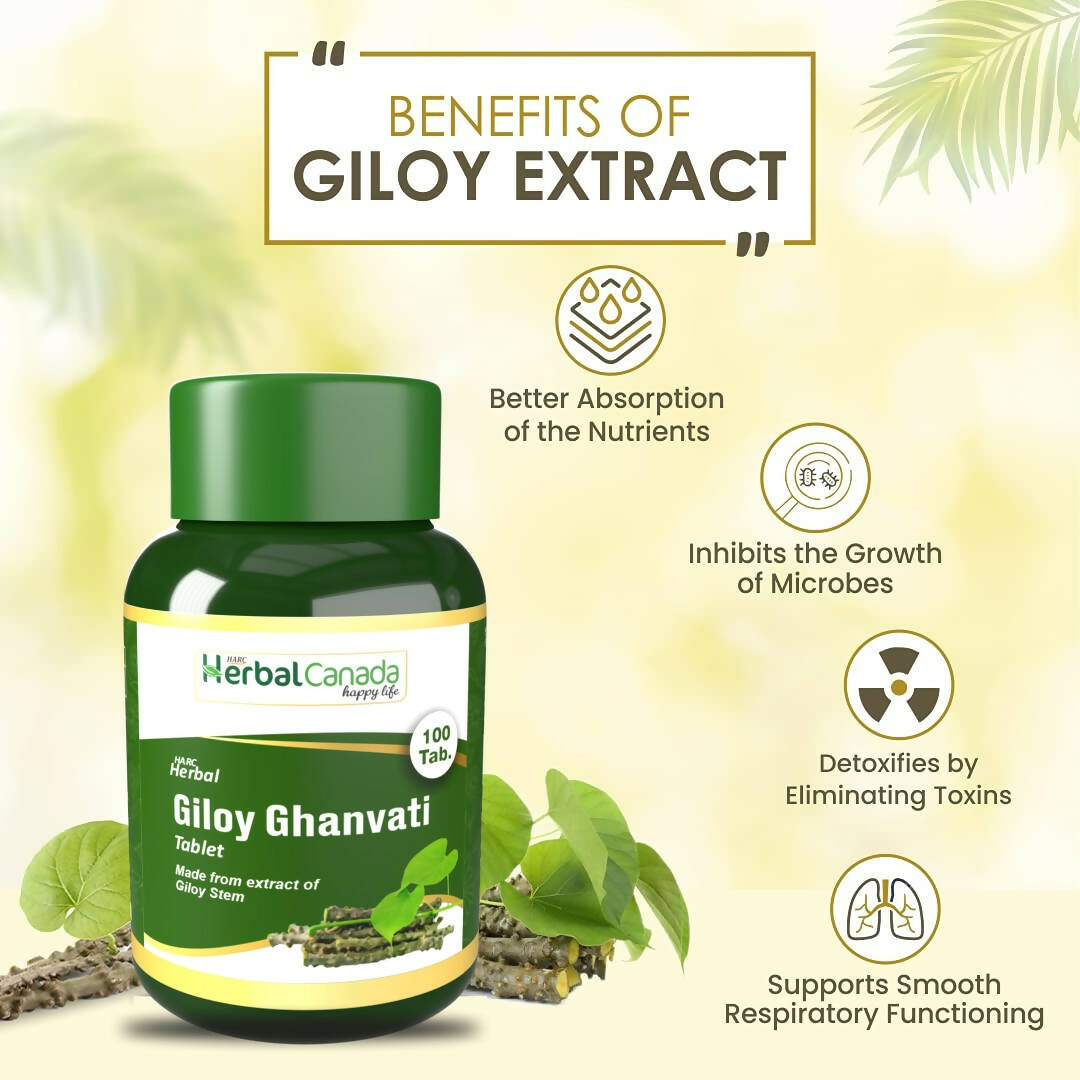 Herbal Canada Giloy Ghanvati Tablets - Swadesiicart