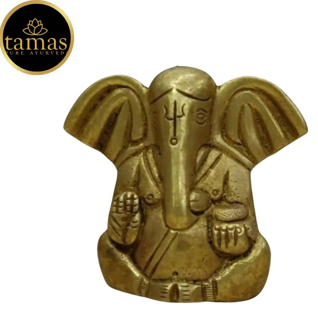 Tamas Brass Ganesha Statue for Temple | Golden Finish | Pooja Idol - Swadesiicart