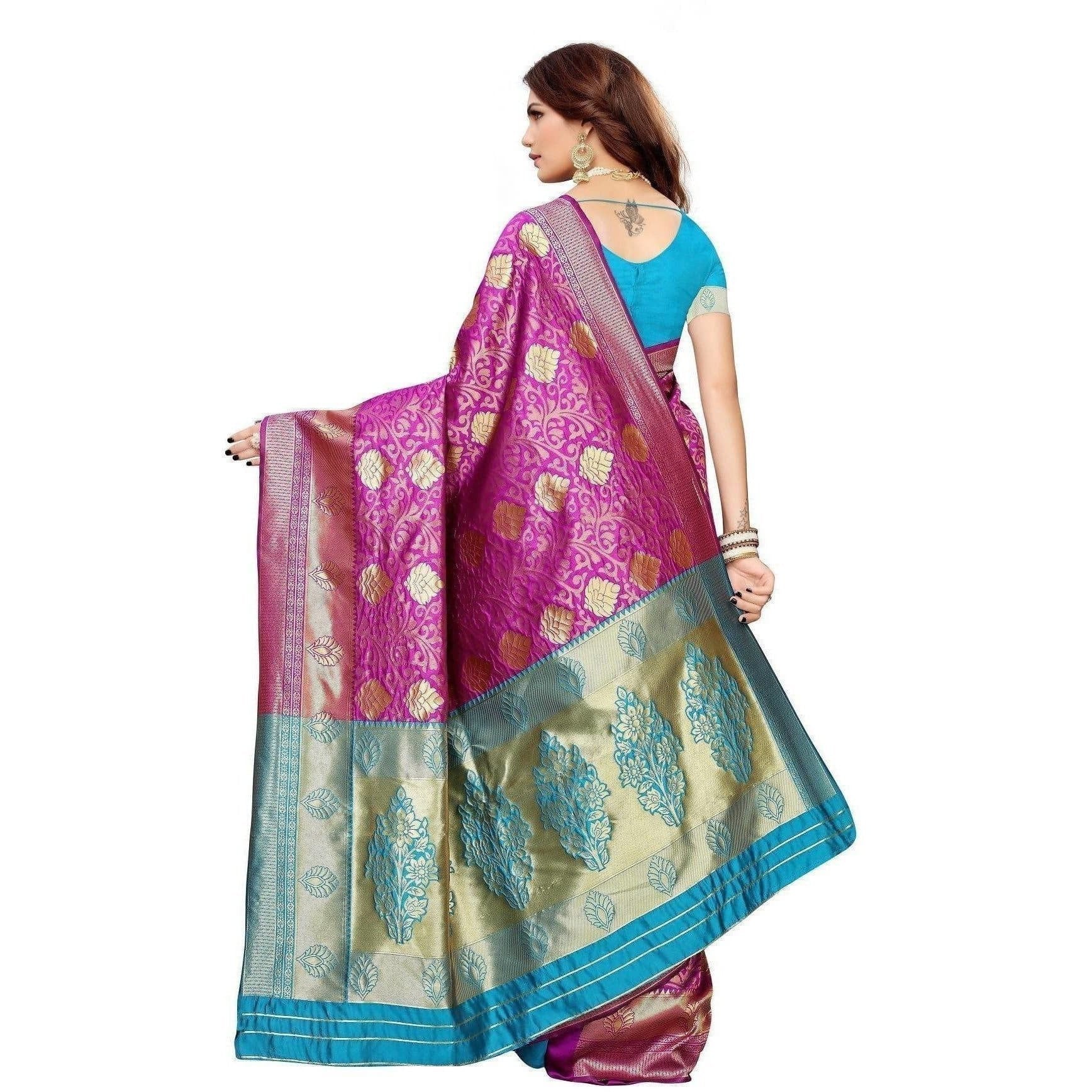 Vamika Banarasi Jaquard Purple Weaving Saree (BANARASI 07) | Swadesiicart