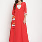Ahalyaa Wome's Red Crepe Solid Kurta With Dupatta | Swadesiicart