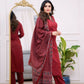 The52 Maroon Women's Gorgeous Parampara Fabric Embroidered Work Straight Kurta Pant and Dupatta Set - Swadesiicart