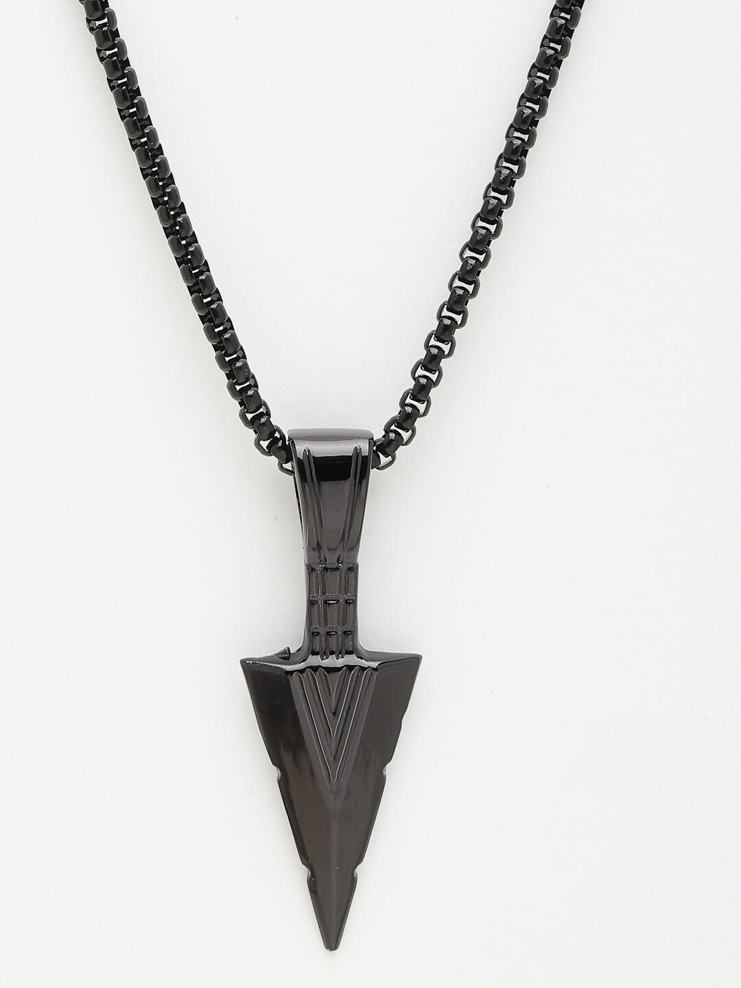 NVR Men's Set of 3 Multicolor Rhodium-Plated Arrow-Shaped Pendant With Chain | Swadesiicart