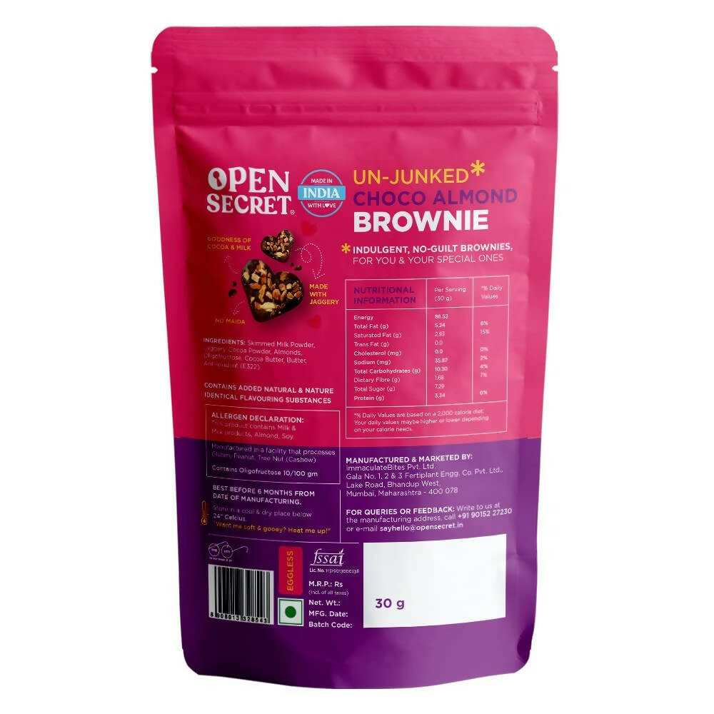 Open Secret Chocolate Almond Brownie Valentine Gifts - Swadesiicart
