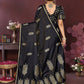 Joban Fashion Black Floral Motifs Banarasi Silk Sarees | Swadesiicart