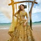 House of Panchhi Mustard Bridel Net Sequins, Moti, Mirror And Thread Embroidery Lehenga Choli & Dupatta | Swadesiicart