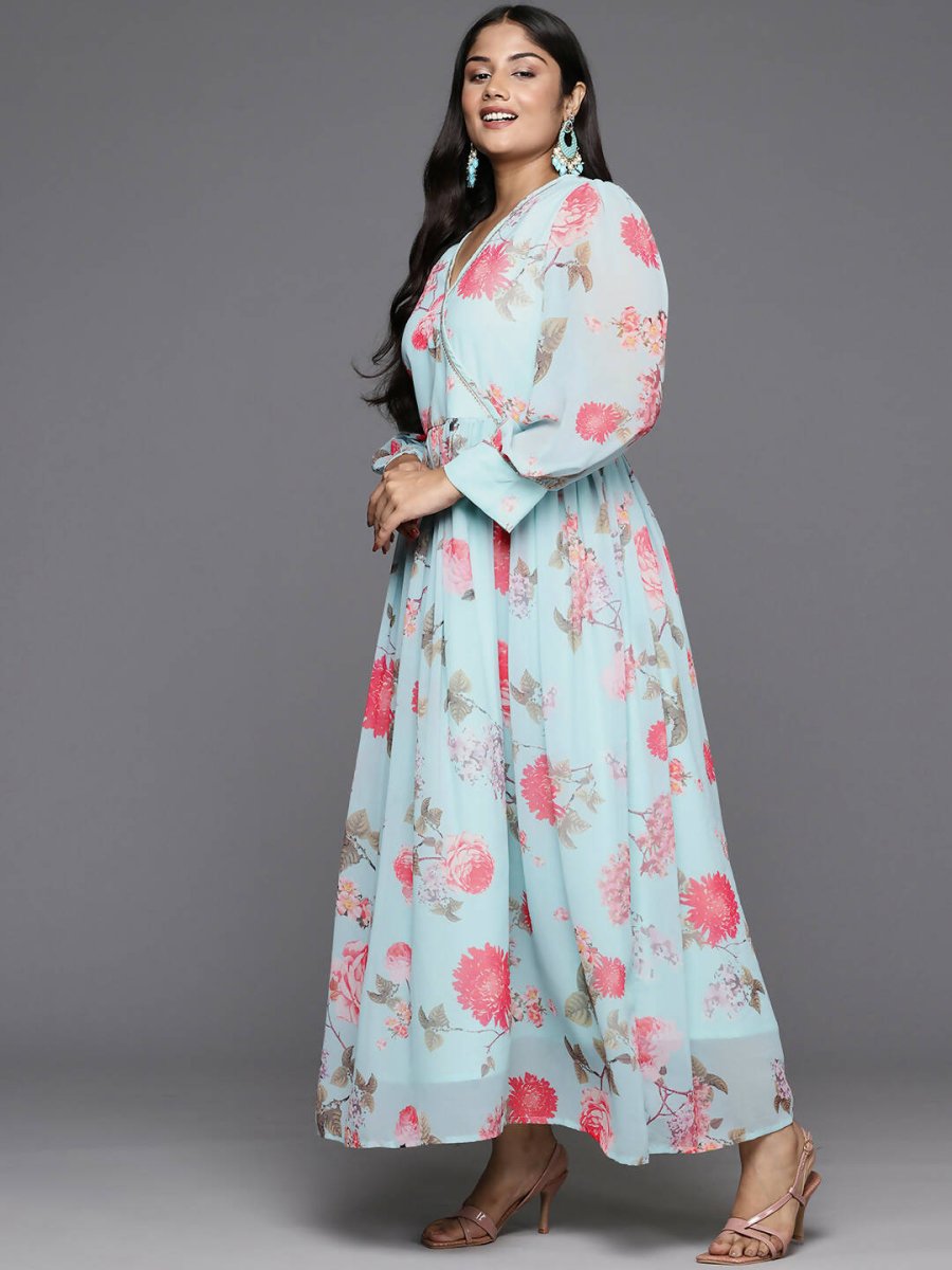 Ahalyaa Women's Traditional wear Ethnic Dress - Blue | Swadesiicart