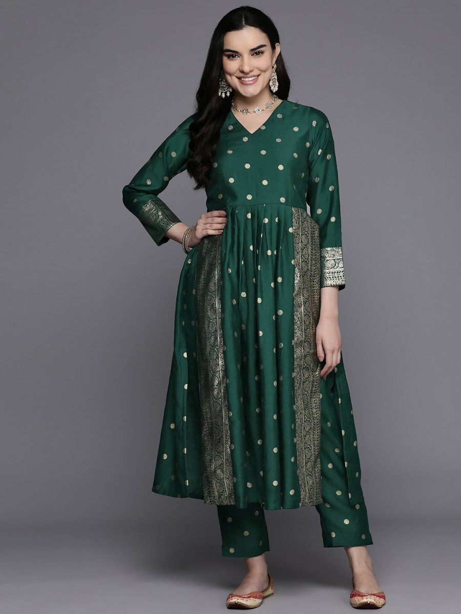 Ahalyaa Women's Traditional wear Kurta Set - Green | Swadesiicart
