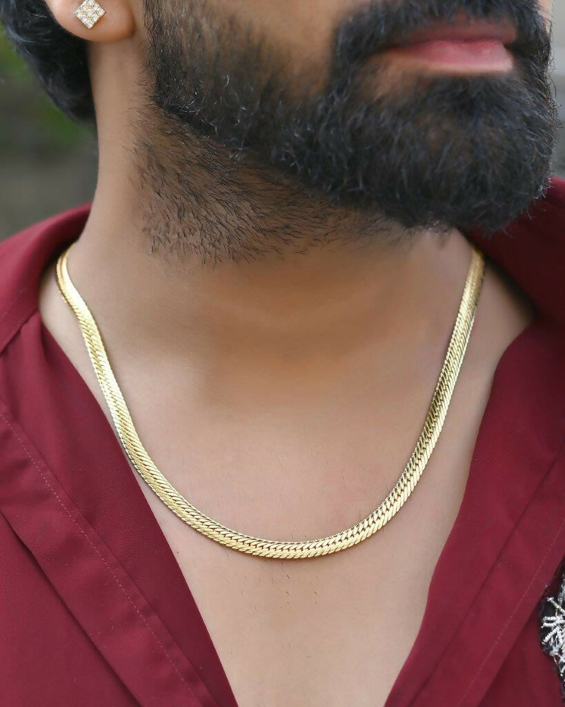 VOJ Gold-Polished Thick Flat Snake Chain | Swadesiicart