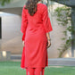 BulBul Akshyani Rust Rayon Kurta Set with Dupatta - Swadesiicart