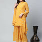 Ahalyaa Womens Mustard Georgette Gold Foil Printed Kurta Sharara Set With Dupatta | Swadesiicart