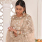 Aastha Fashion Dusty Chiku Butterfly Net White Cotton Thread Work, Zari Work And Sandwich Sequence Work Embroidery Wedding Wear Lehenga Choli