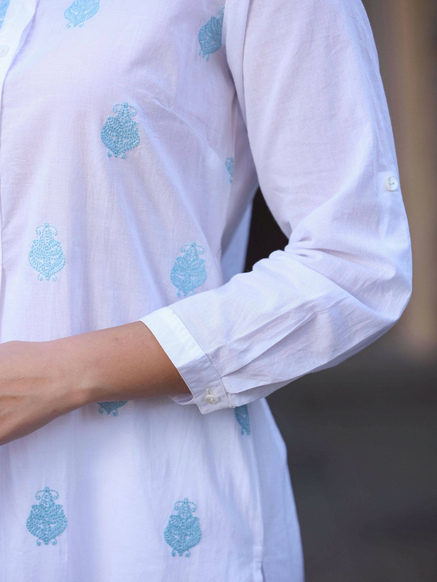 Juniper Women's White Cambric Printed Straight Kurta | Swadesiicart