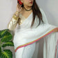 Exclusive Collection Beautiful Khadi Cotton Handloom Saree With Beautiful Zari Border - White - Swadesiicart