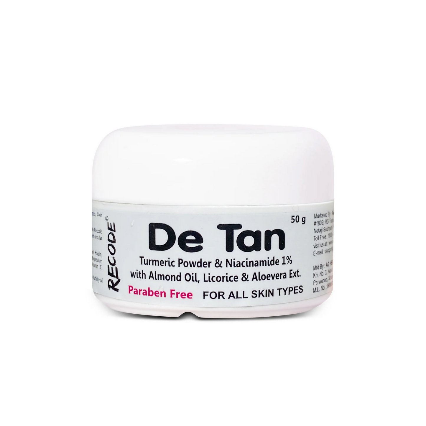 Recode De Tan Removal Cream - Swadesiicart