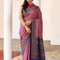 Joban Fashion Nude Pink Crepe Chiffon Pure Handloom Banarasi Silk Saree | Swadesiicart