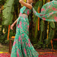 Janasya Green Georgette Floral Saree | Swadesiicart