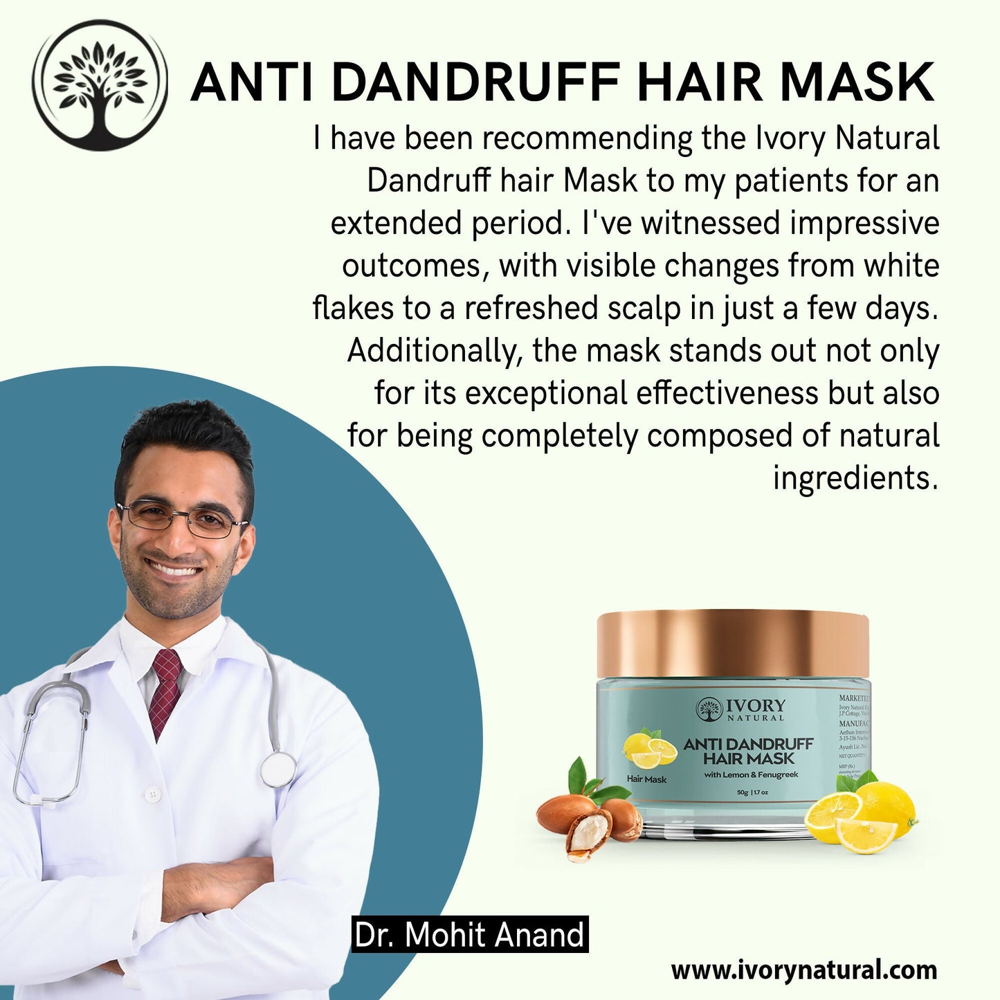 Ivory Natural Dandruff Hair Mask - Scalp Wellness, Assists With Dandruff For Both Men & Women | Swadesiicart