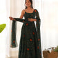 Joban Fashion Bottle Green Kurta Set Chiffon Sequin Embroidery Work - Swadesiicart
