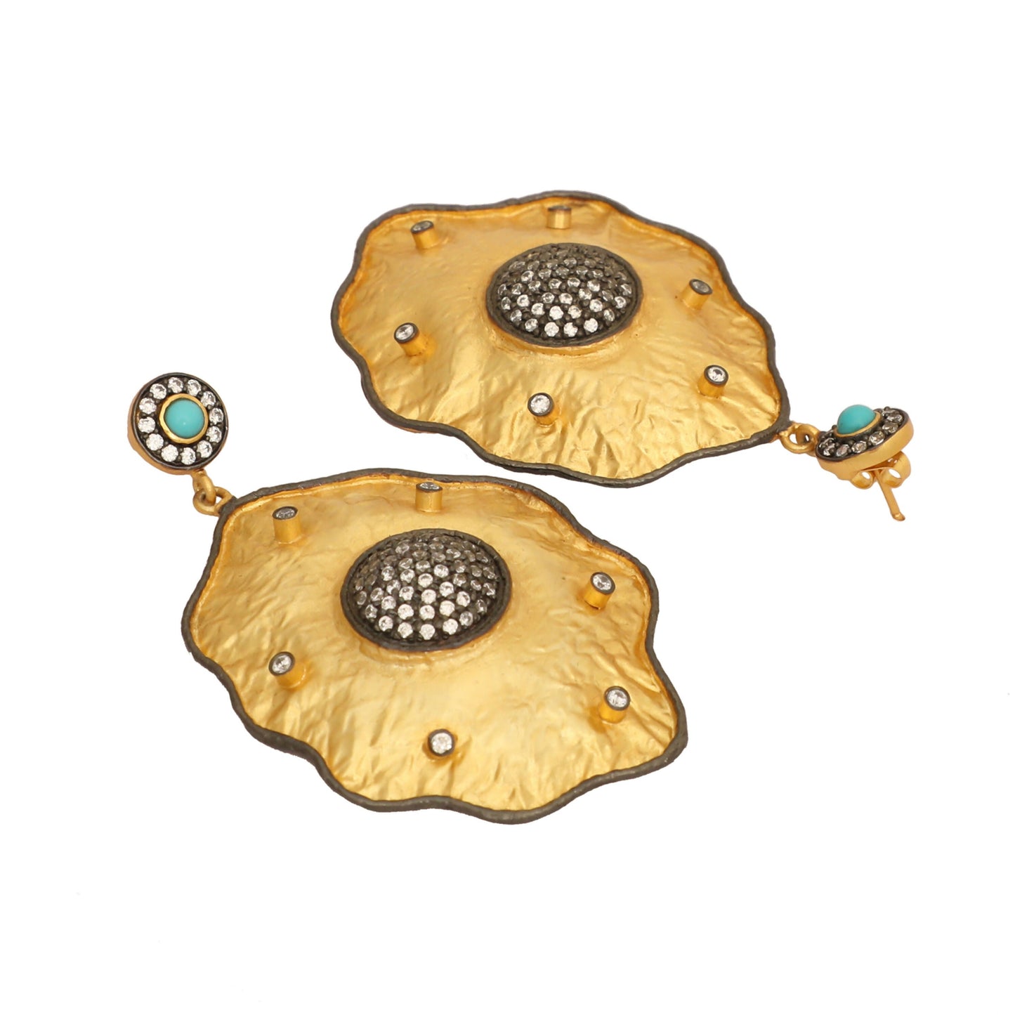 Nuyug 18k Gold-Plated American Diamond Studded Anti Tarnish Contemporary Dangler Earrings | Swadesiicart